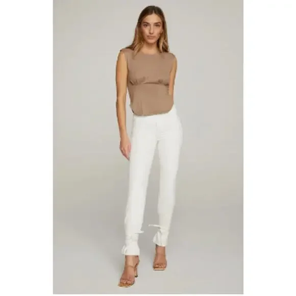 Good American Good Boy Ankle Wrap Pants White Denim Curvy Jeans | Sz 2 / 26 NEW! - Picture 5 of 12